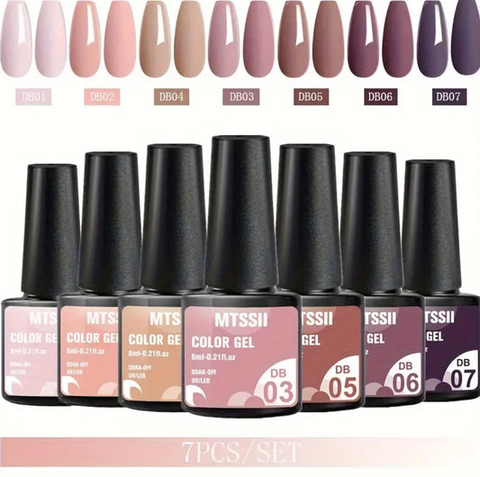 Gel Nail Polish Collection - 7 Shades Soak-Off UV