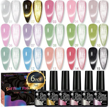 6pcs Cat Magnetic Gel Polish Set (7ml/ea)