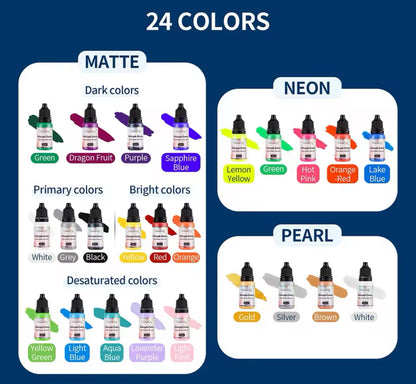 24pcs Acrylic Paint Airbrush Ink Set