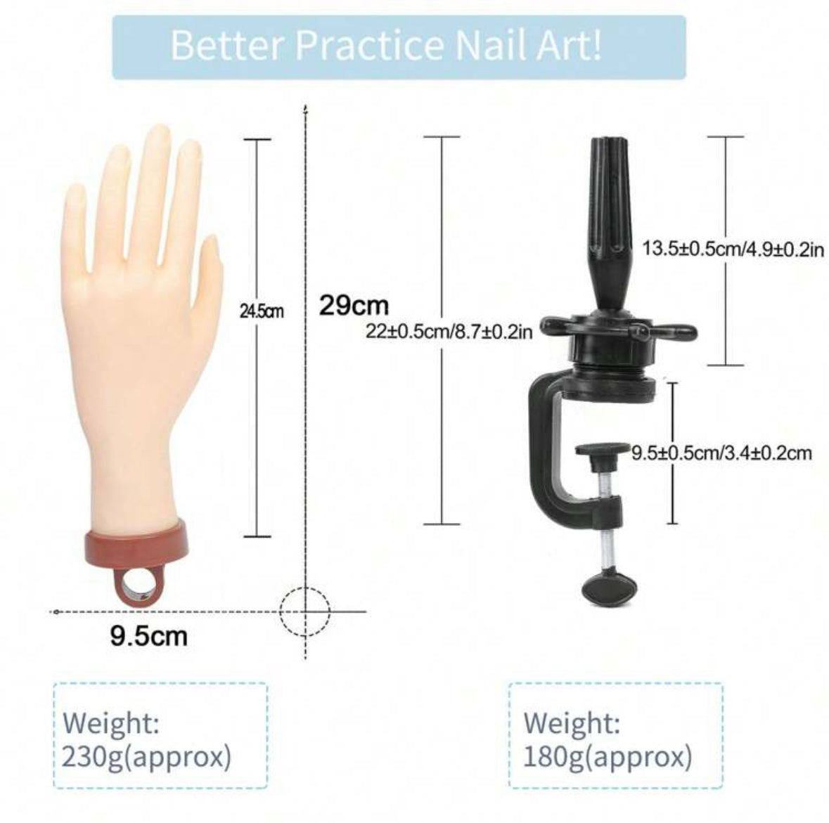 Flexible Silicone Practice Model Hand with Holder