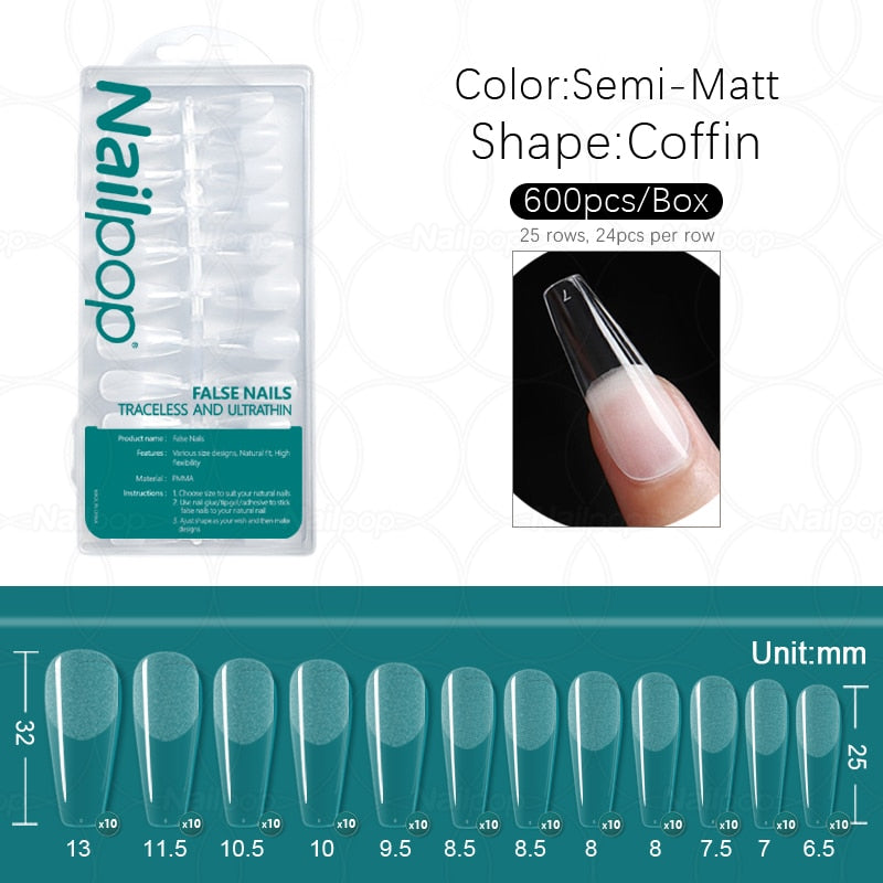 {{ GelPolish_USA }} GelPolish USA SemiM L-Coffin 600 GelPolish USA 0 600pcs Nailpop professional False Nail Tips for Extension - {{ UV_Drying_machine}} - {{ Powerful_LED_Nail_Dryer}} {{ Gelish }} {{Gel_nail_polish}} {{ Gel_polish }}