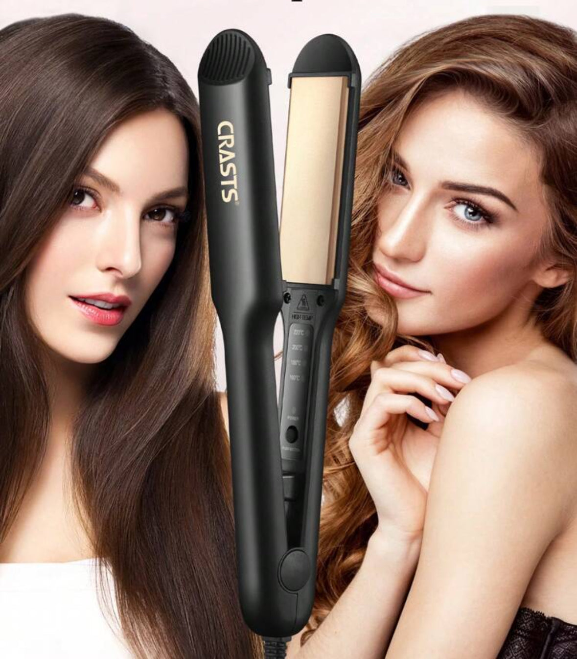 Temperature-Adjustable Titanium Alloy Hair Straightener/Curler