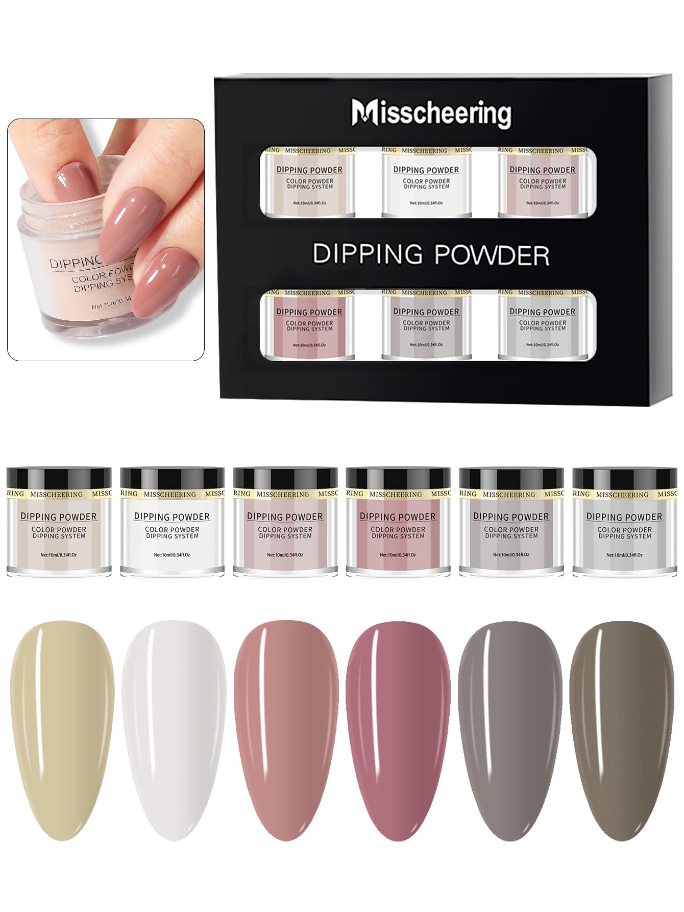 6boxes Dipping Powder Nail Art Decoration, GelPolish USA