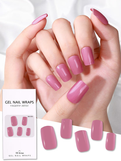 {{ GelPolish_USA }} {{ magnetic_gelpolish}} Pink {{ Gelpolish_usa}} {{ Gel_polish}} 1 Box Long Lasting 16 Semi-cured Nail Stickers With 1 Nail File And 1 Remover Stick - {{ UV_Drying_machine}} - {{ Powerful_LED_Nail_Dryer}} {{ Gelish }} {{Gel_nail_polish}} {{ Orly}}