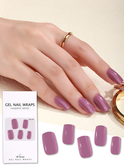 {{ GelPolish_USA }} {{ magnetic_gelpolish}} Red Violet {{ Gelpolish_usa}} {{ Gel_polish}} 1 Box Long Lasting 16 Semi-cured Nail Stickers With 1 Nail File And 1 Remover Stick - {{ UV_Drying_machine}} - {{ Powerful_LED_Nail_Dryer}} {{ Gelish }} {{Gel_nail_polish}} {{ Orly}}