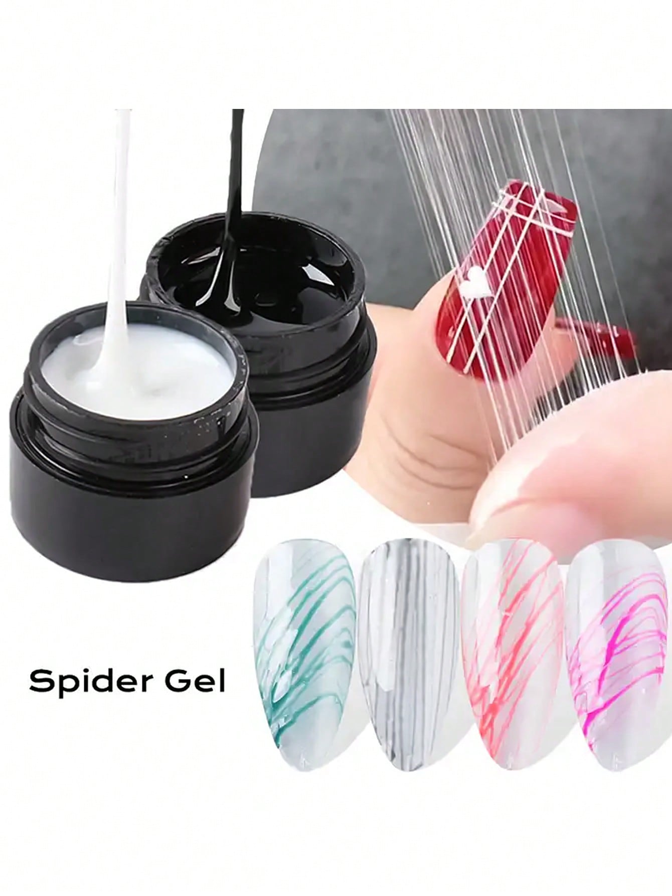 {{ GelPolish_USA }} {{ magnetic_gelpolish}} Black and White {{ Gelpolish_usa}} {{ Gel_polish}} 2 pcs White & Black Spider GelPolish - {{ UV_Drying_machine}} - {{ Powerful_LED_Nail_Dryer}} {{ Gelish }} {{Gel_nail_polish}} {{ Orly}}