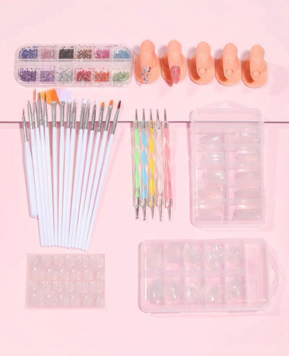 Professional 29 pcs Nail Art Tool Set with artificial practice fingers